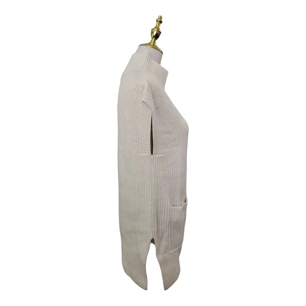 Banana‎ Republic Mock Neck Sleeveless Tunic Sweater Vest White XS Cotton Blend